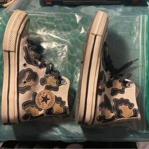 Converse High Top Sneakers in Beige and Black Camo